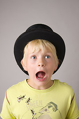 Image showing Portrait of a young boy shouting