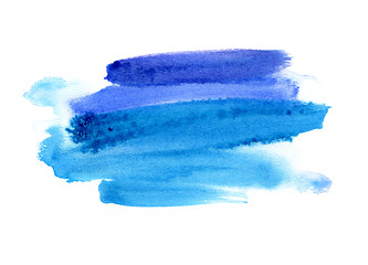 Image showing Bright blue watercolor blot on white background