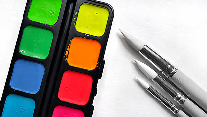 Image showing Tools for watercolor drawing 