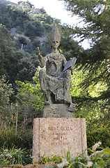 Image showing Statue abat Olibe (fundator of Montserrat), Catalonia, Spain