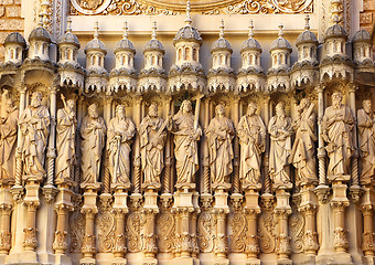 Image showing Statues of Santa Maria de Montserrat Abbey in Monastery of Monts