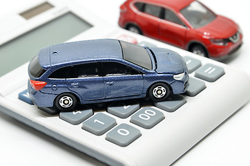 Image showing Calculator and toy car
