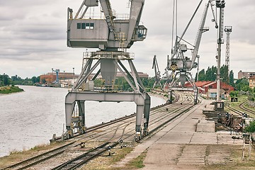Image showing Dock with cranes