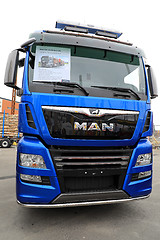 Image showing Blue MAN TGX Logging Truck Front View