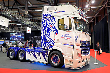 Image showing New Customized Mercedes-Benz Actros Super Truck on Display