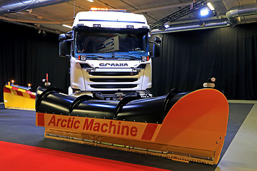 Image showing Arctic Machine Scania Truck Mounted Front Plough