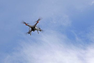 Image showing DJI Phantom Quadrocopter in Action against Sky