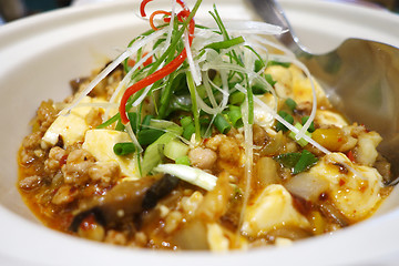 Image showing Tofu and mince with hot spicy sauce