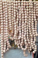 Image showing Raw Isaan sausage on market