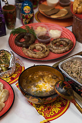 Image showing Russian table with food