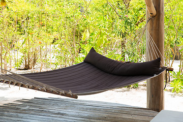 Image showing hammock on tropical beach terrace