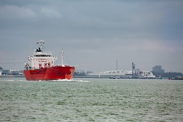 Image showing Industrial ship heading out