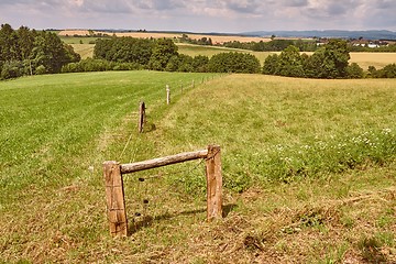 Image showing Agircutural landscape with hills