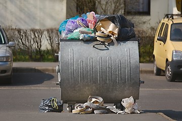 Image showing Garbage Container Full, Overflowing