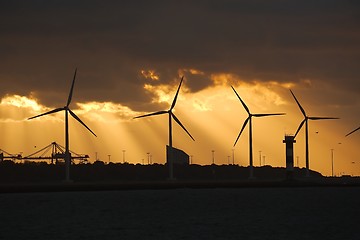 Image showing Wind power turbines