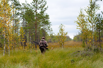 Image showing hunter walking on the glade