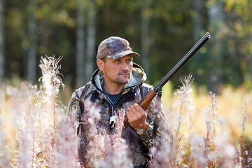 Image showing hunter on the autumn hunting