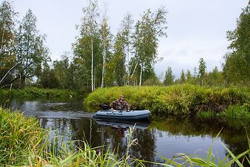 Image showing Hunter in a boat