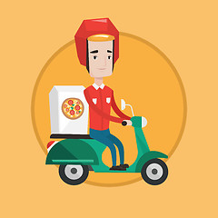 Image showing Man delivering pizza on scooter.