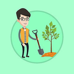 Image showing Man plants tree vector illustration.