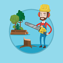 Image showing Lumberjack with chainsaw vector illustration.