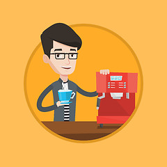 Image showing Man making coffee vector illustration.