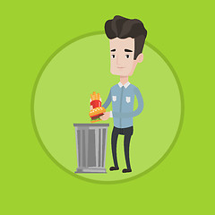 Image showing Man throwing junk food vector illustration.