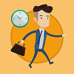 Image showing Businessman running on clock background.