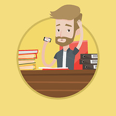 Image showing Stressed man working in office vector illustration