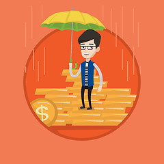 Image showing Businessman insurance agent with umbrella.