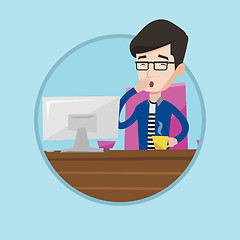 Image showing Tired employee working in office.