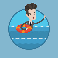 Image showing Businessman sinking and asking for help.