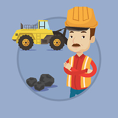 Image showing Miner with a big excavator on background.