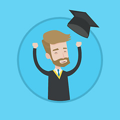 Image showing Graduate throwing up his hat vector illustration.