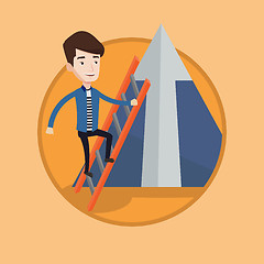 Image showing Businessman climbing on mountain.