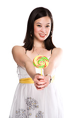 Image showing Woman and lollipop