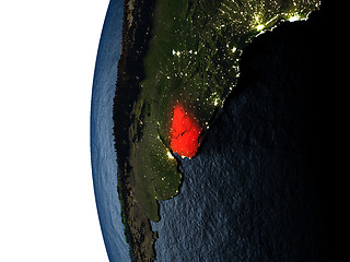 Image showing Sunset over Uruguay from space