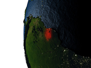 Image showing Sunset over Suriname from space