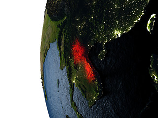 Image showing Sunset over Laos from space