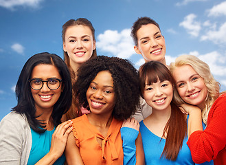 Image showing international group of happy women hugging