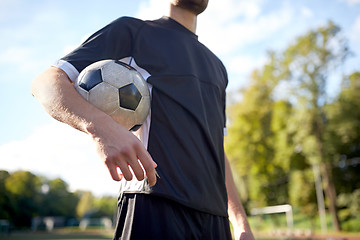 Image showing close up of soccer player on football field