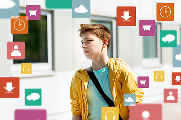 Image showing teenage student boy walking outdoors