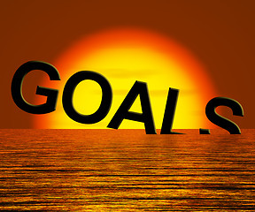 Image showing Goals Word Sinking Showing Problem Reaching The Goal