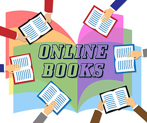 Image showing Online Books Represents Searching Web And Network