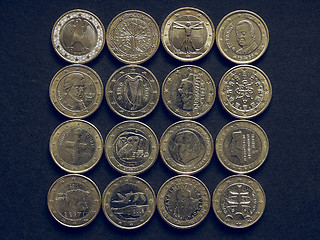 Image showing Vintage Euro coins of many countries