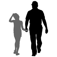 Image showing Silhouette of happy family on a white background