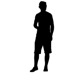 Image showing Black silhouette man standing, people on white background