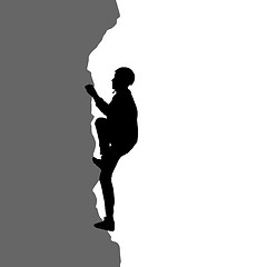 Image showing Black silhouette rock climber on white background