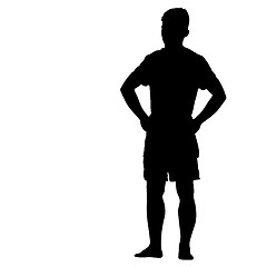 Image showing Black silhouette man standing, people on white background