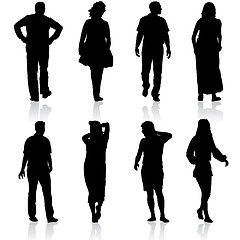 Image showing Black silhouettes of beautiful man and woman on white background. illustration